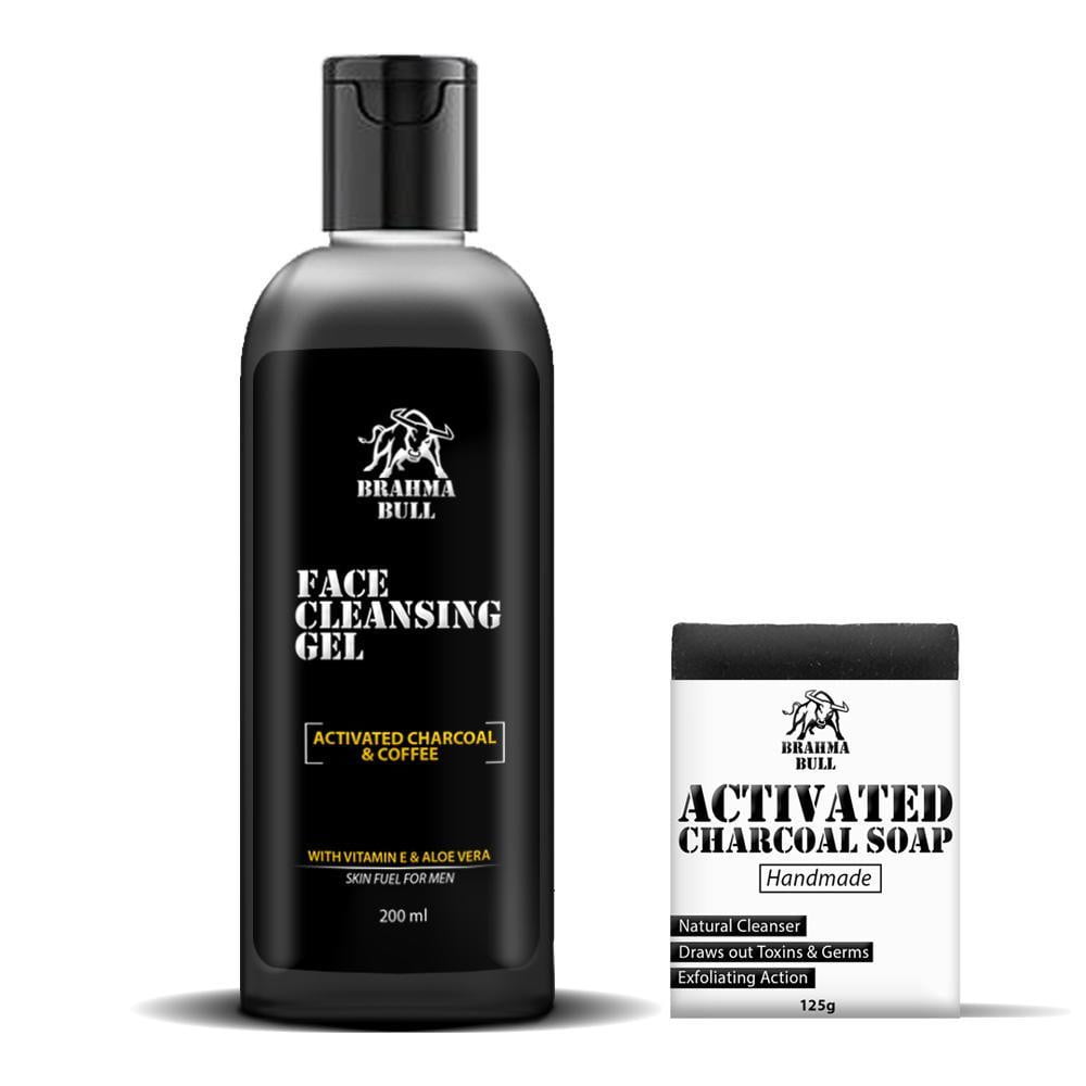 Activated Charcoal Face Gel & Soap - Brahma Bull - Men's Grooming